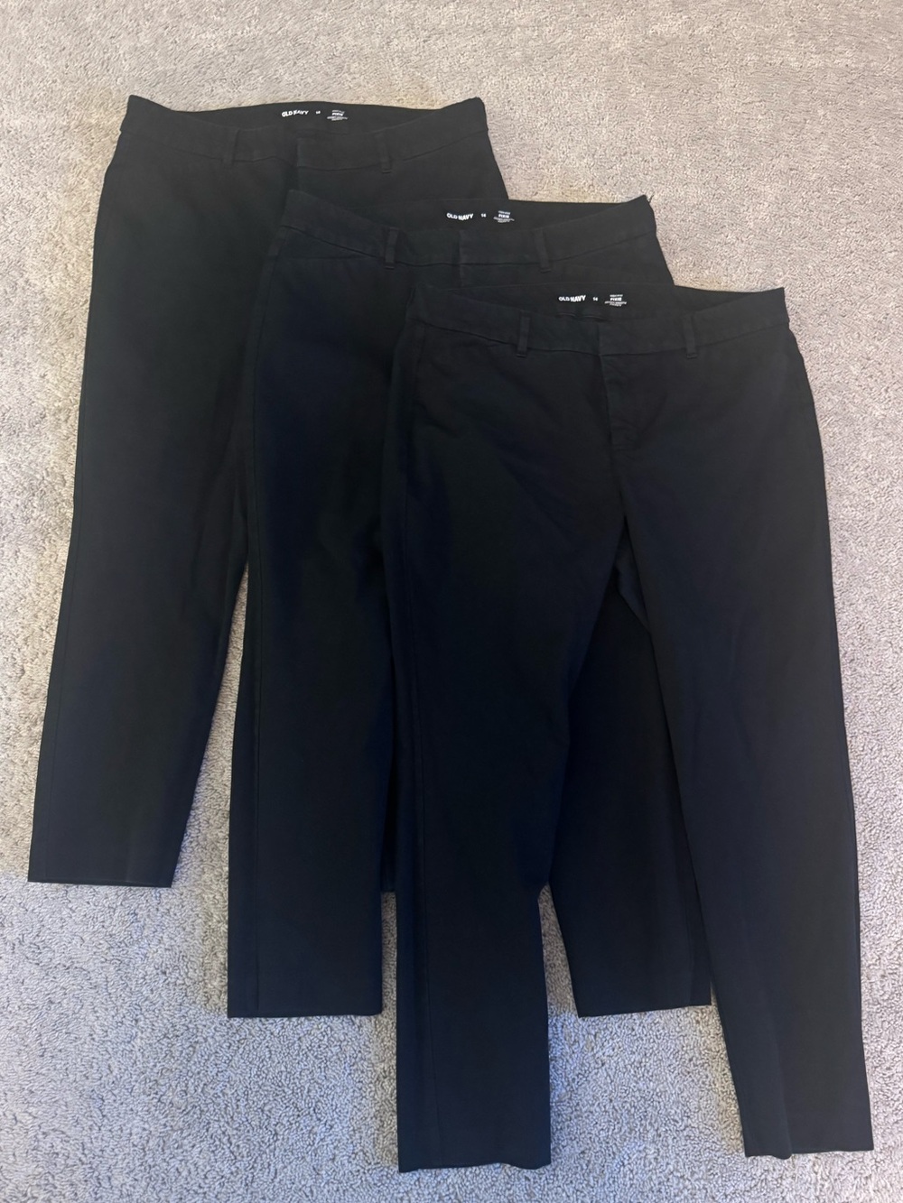 Three pairs of old navy high rise pixie Dress Pants - size 14 black